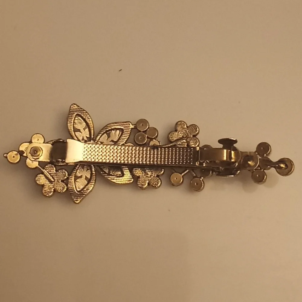 Vintage Bridal Reinstone Pearls Barrett Hair Wedding Prom Clip